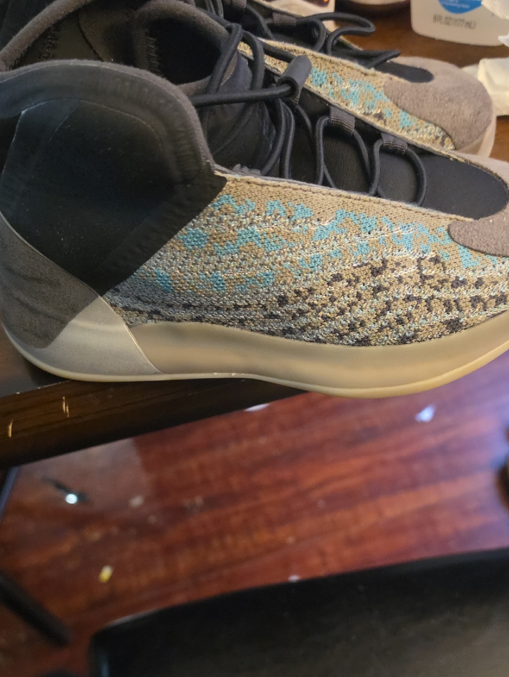 Yeezy Kids Sneakers in Gray and Blue Accent